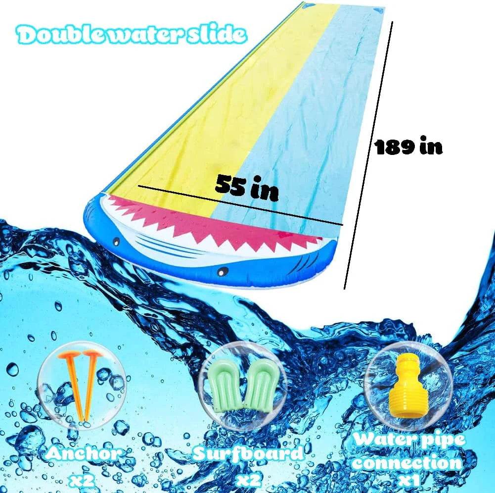 16ft Double Racing Lane Lawn Water Slide with Sprinkler G4025