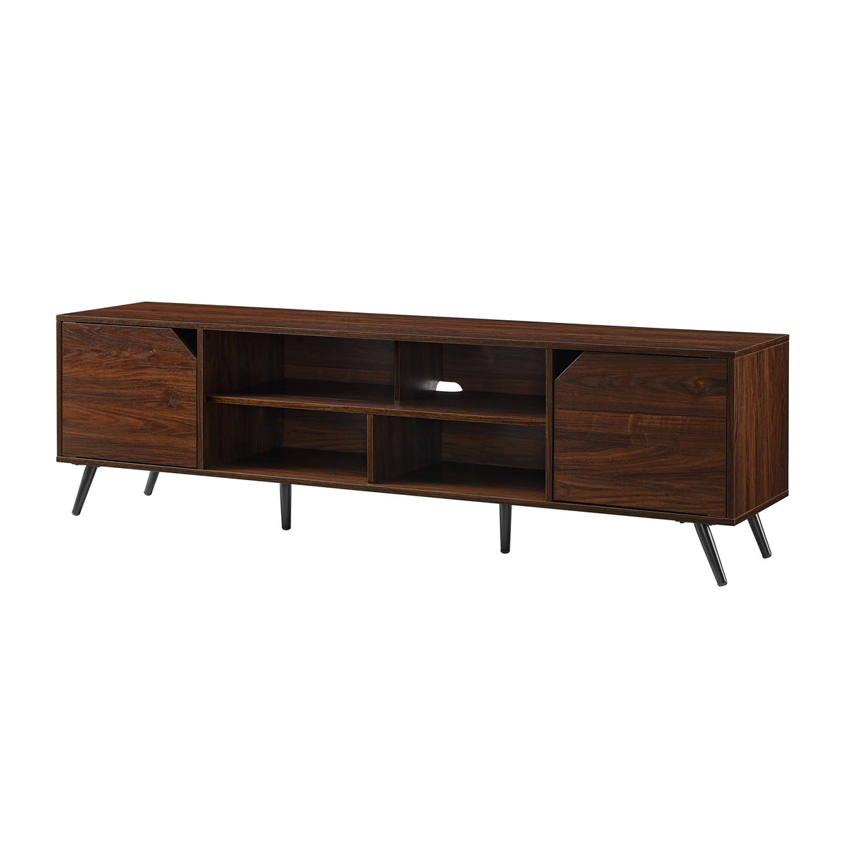 Mid-Century Modern Angle-Door TV Stand, Dark Walnut U808138