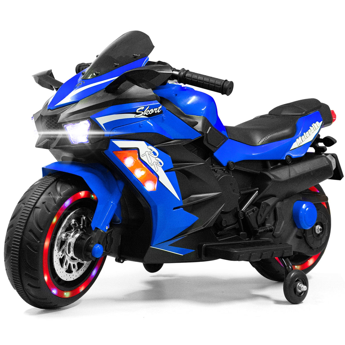 12V Battery Powered 2 Wheels Kids Motorcycle with Training Wheels D37790