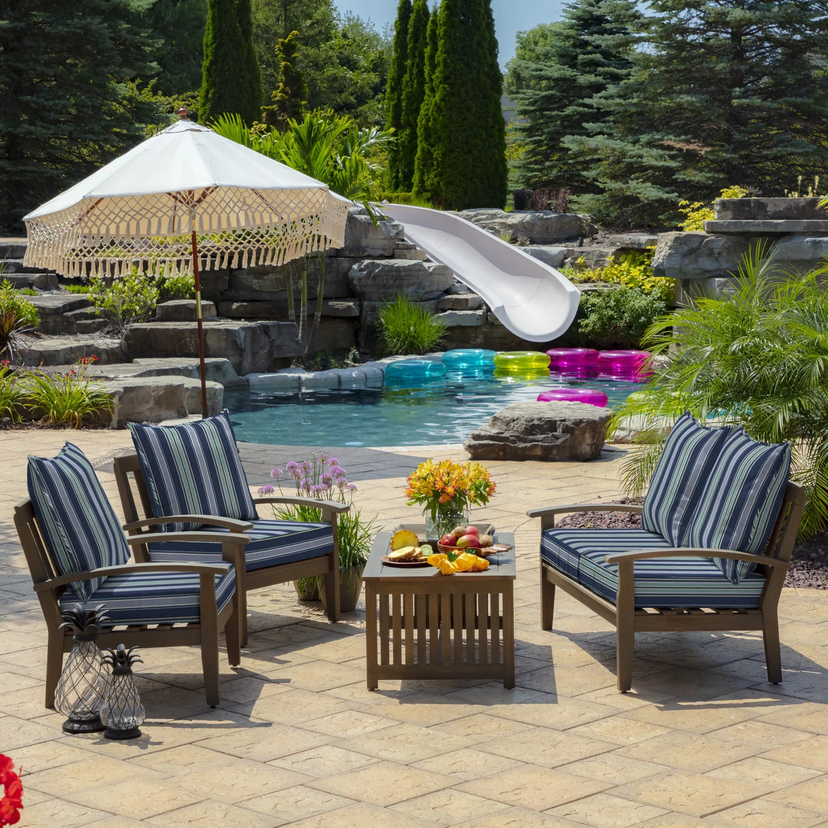 Rain-Proof Fade Resistant Outdoor Deep Seat Cushion Set H1613