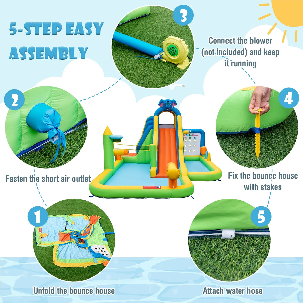 Inflatable Water Slide with Splash Pool Climbing Wall O233