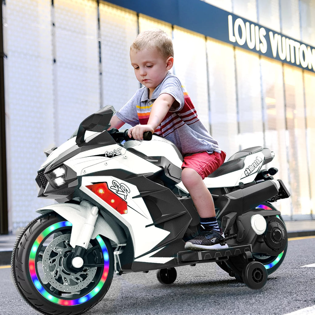 12V Battery Powered 2 Wheels Kids Motorcycle with Training Wheels D37790