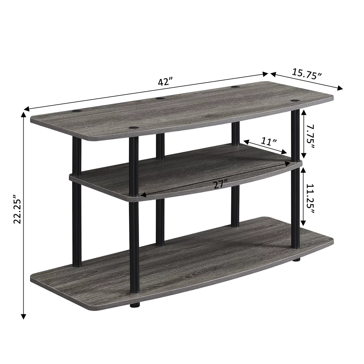 Black 3 Tier Wide TV Stand P430436
