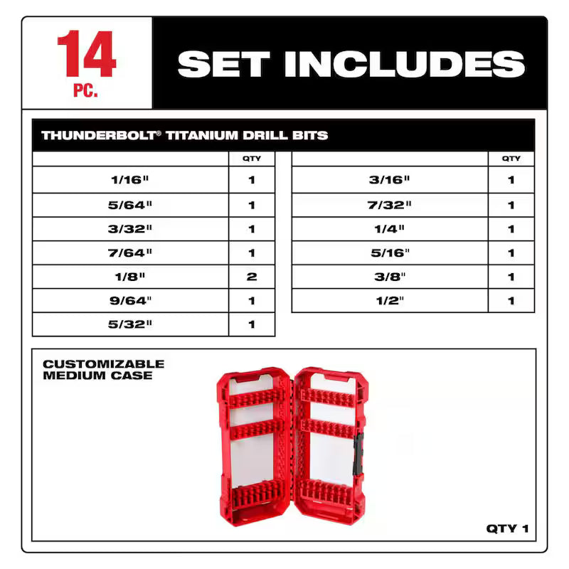 14-Piece Titanium Drill Bit Set K367278