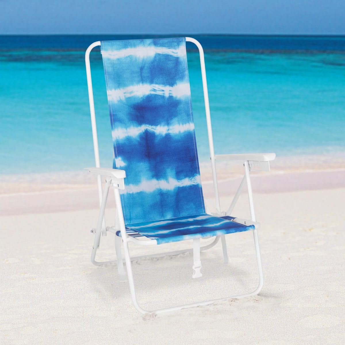 Blue High Back Reclining Backpack Beach Chair U536