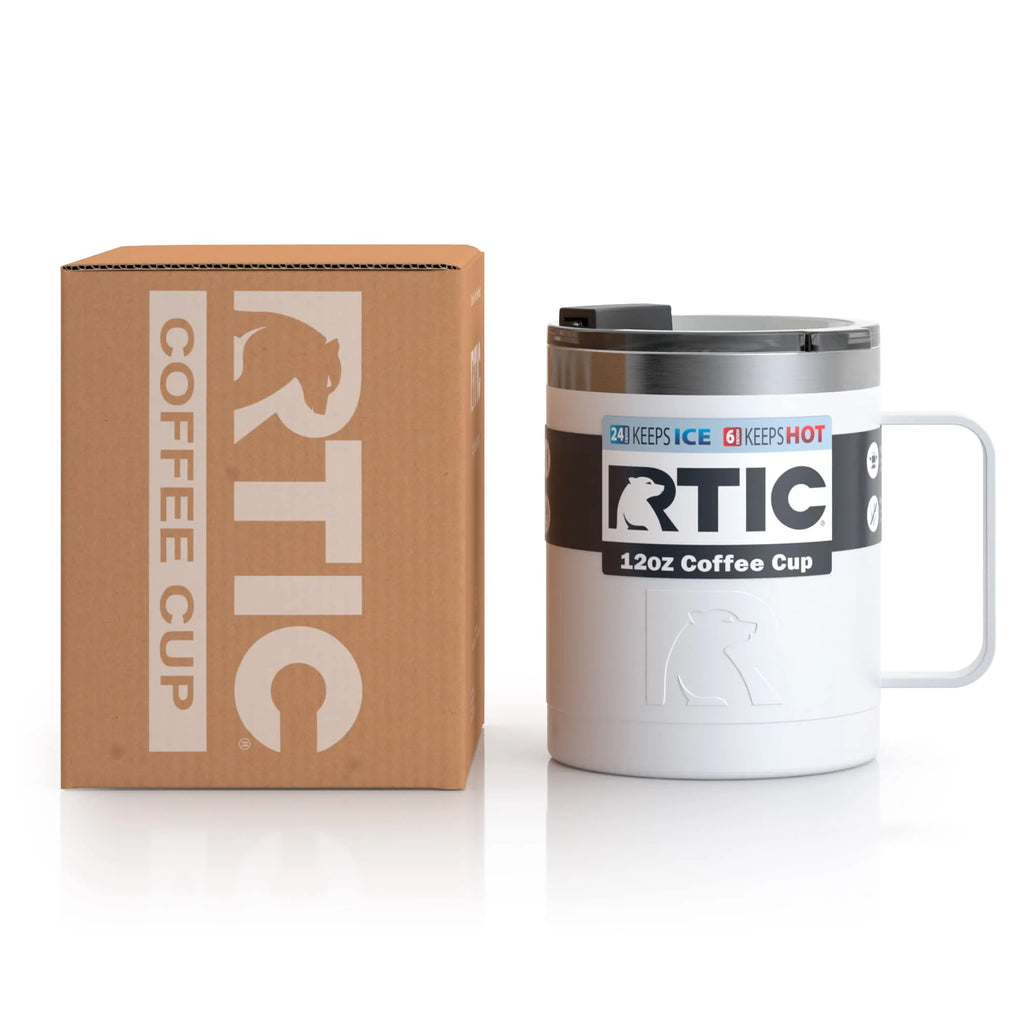 12oz White Stainless Steel Insulated Coffee Mug with Handle Y72915