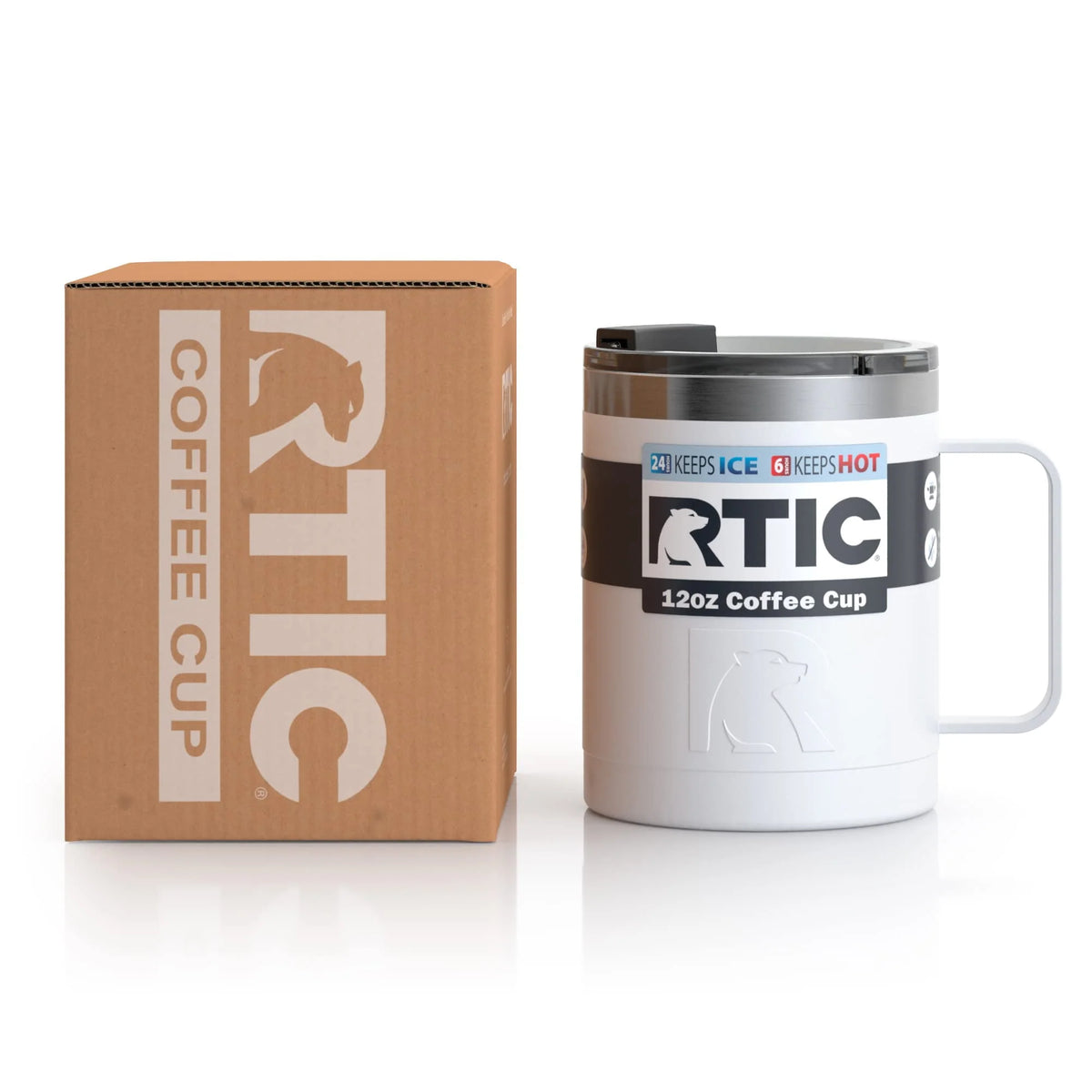 12oz White Stainless Steel Insulated Coffee Mug with Handle Y72915