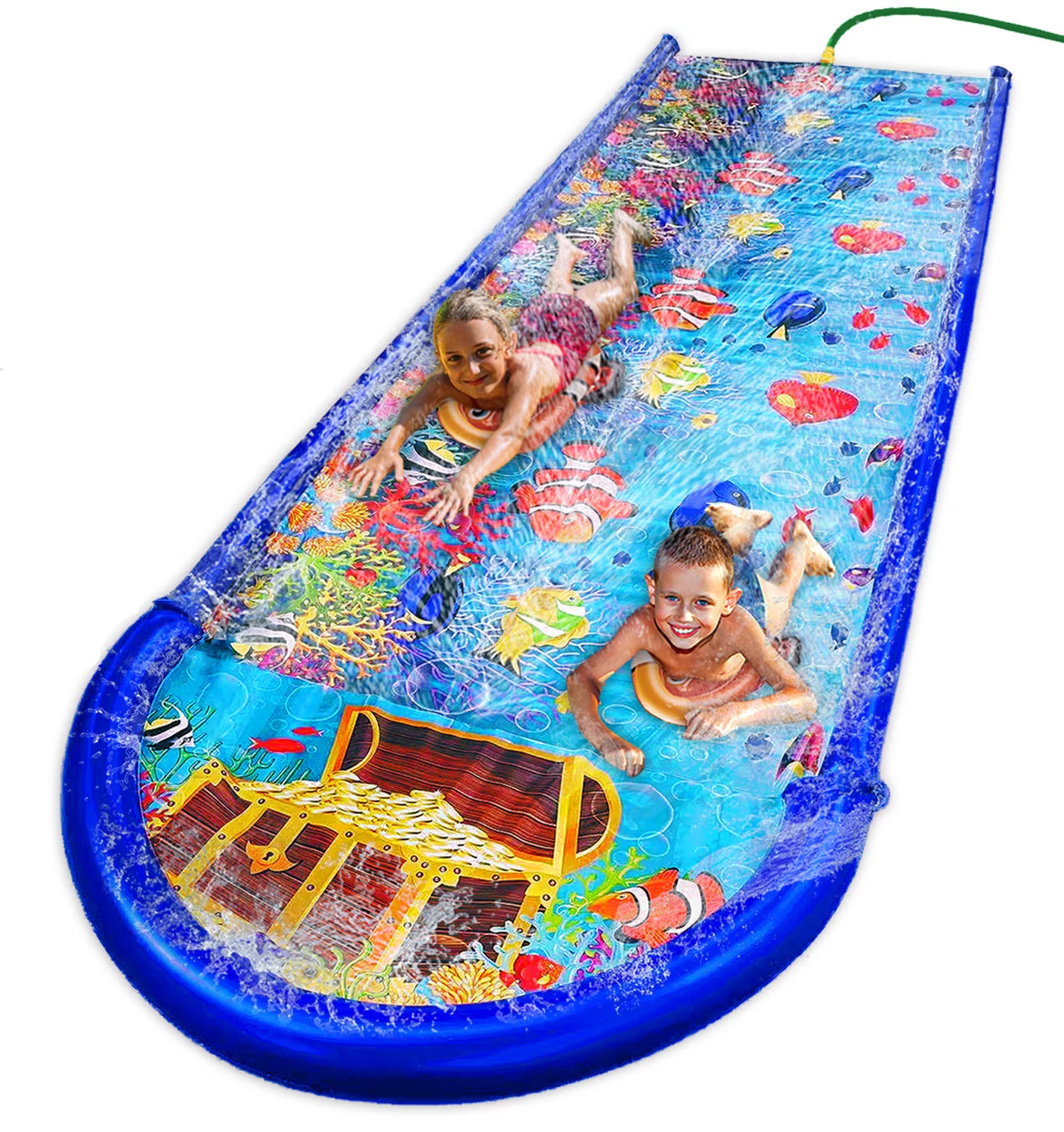 18 Feet x 5 Feet Water Slide with Splash Pad and Sprinkler I91752
