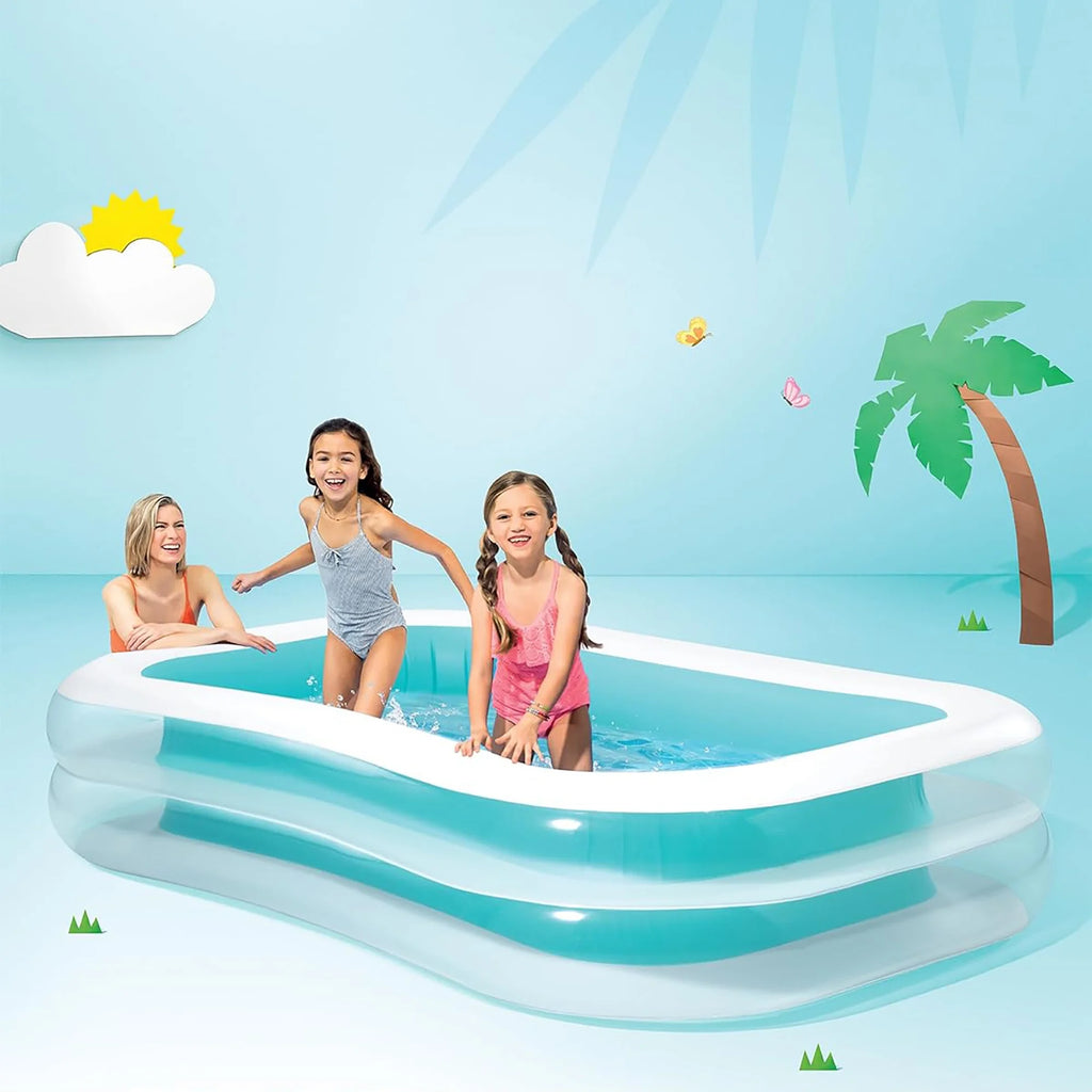 Inflatable Family Pool Blue & White Q924