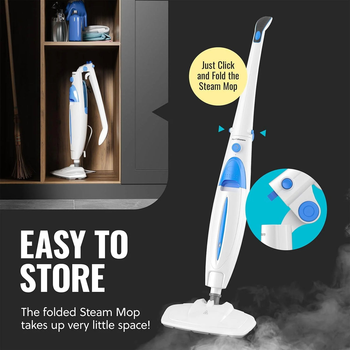 10-in-1 Steam Mop with Detachable Handheld Steam Cleaner E408