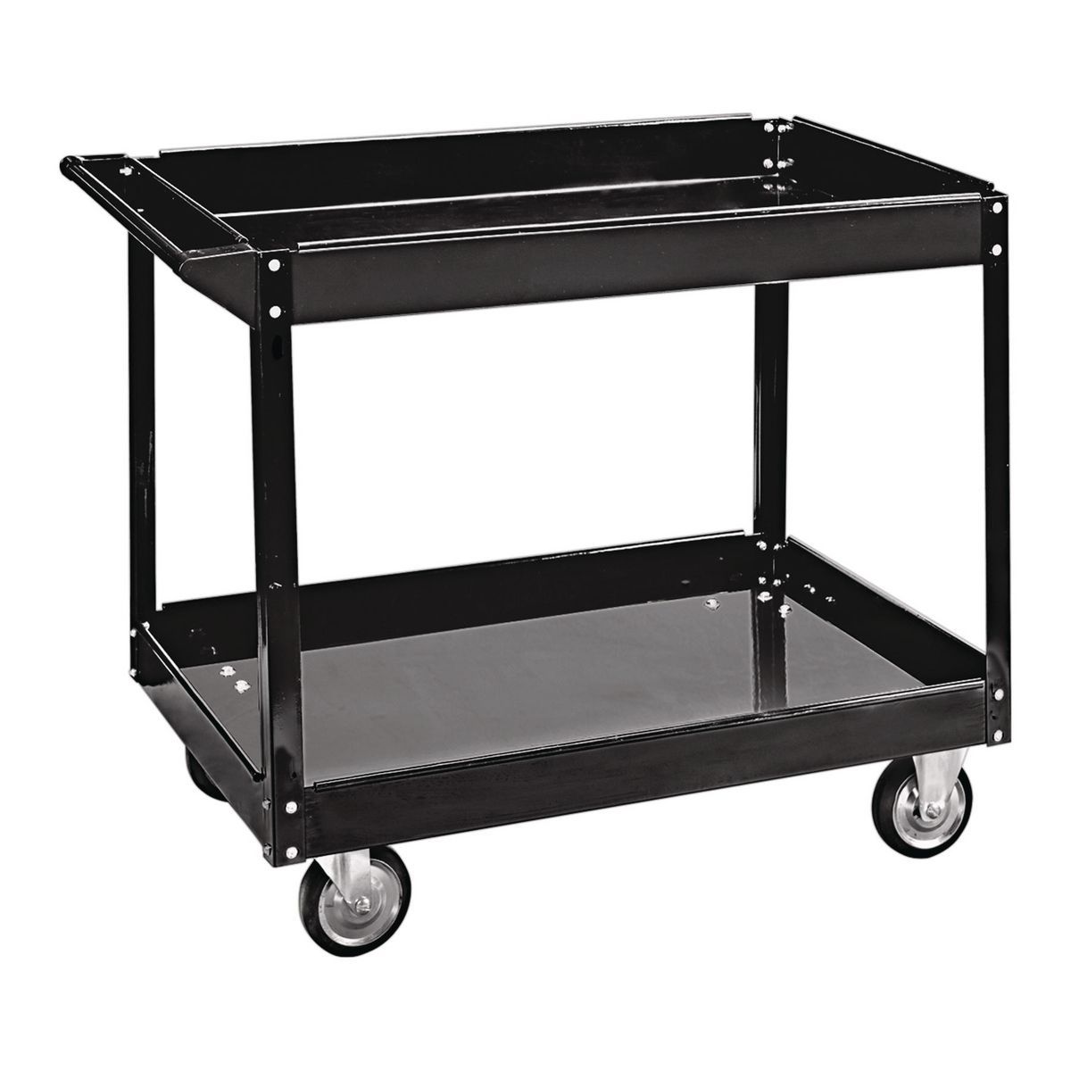 36 in. x 24 in. Two Shelf Steel Service Cart, Black S647427