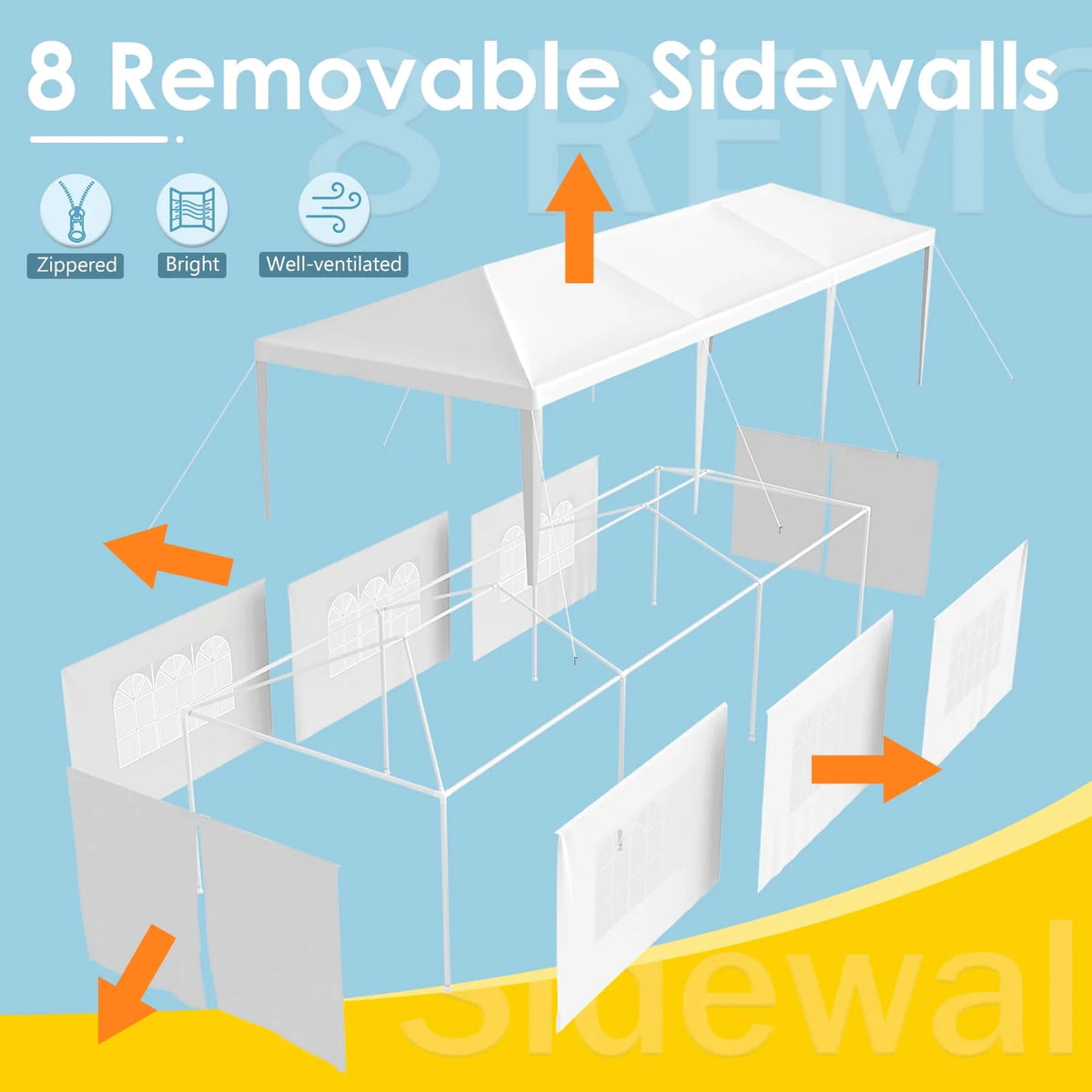 10' x 30' Outdoor Gazebo Canopy with Removable Sidewalls X83067