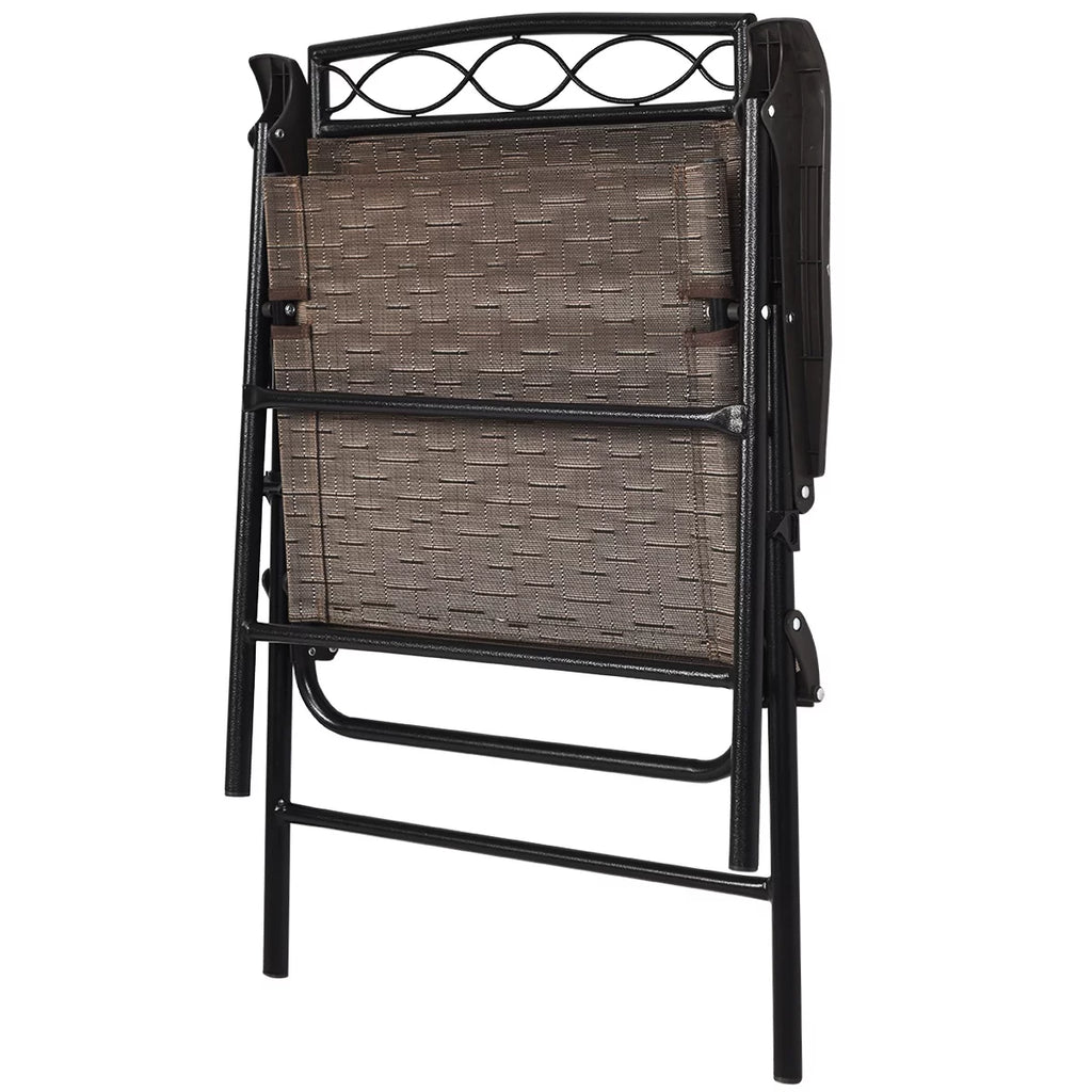 3 PCS Bistro Patio Dining Set with 2 Folding Chairs & Glass Table Q577705