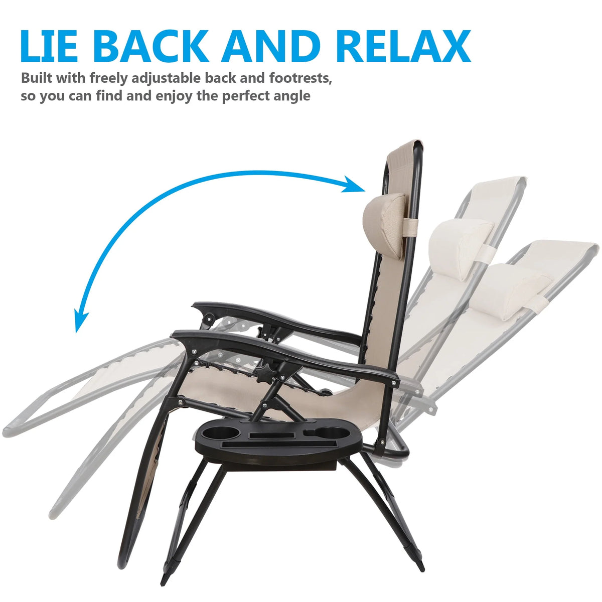 2 Pack Beige Steel Zero-Gravity Chair T781382