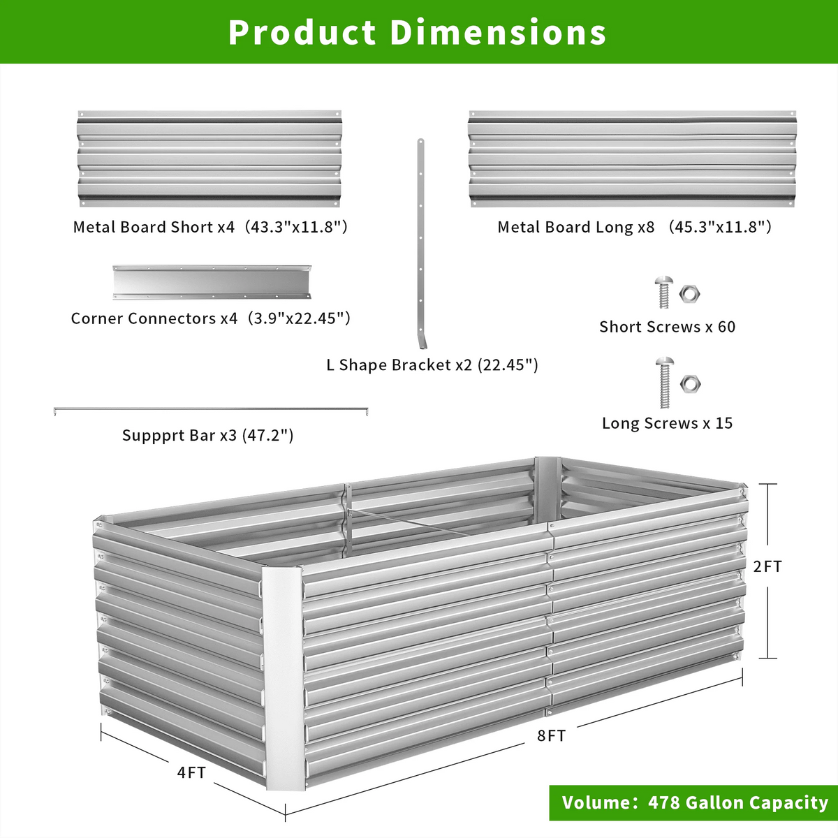 Black Metal Raised Garden Bed M92512