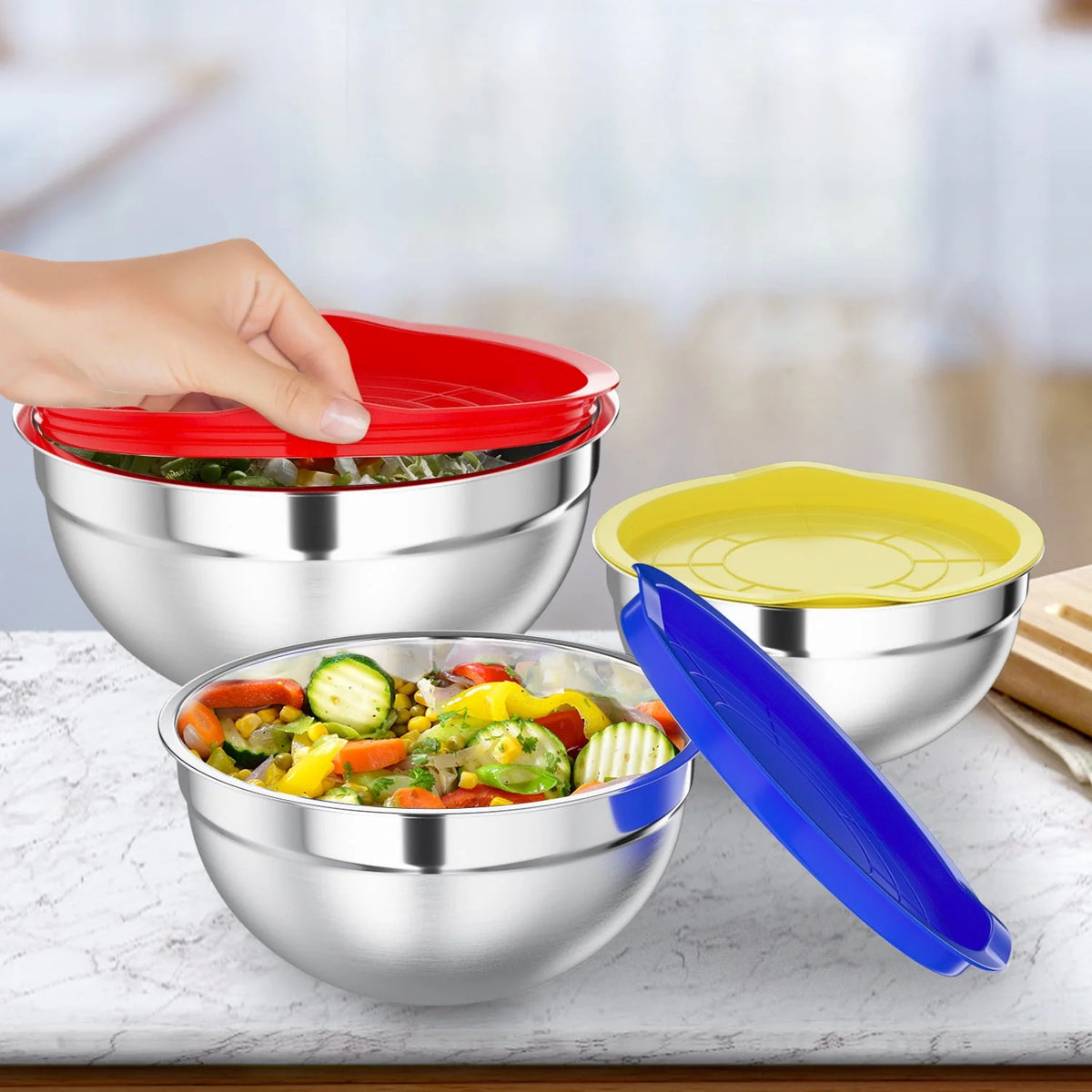 Stainless Steel Mixing Bowls Set with Lids Z20869