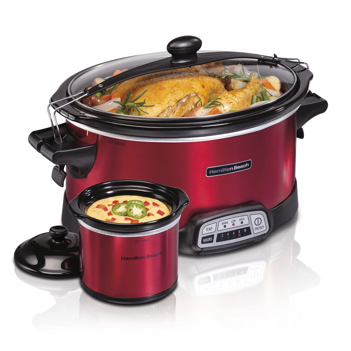 Programmable Slow Cooker with Party Dipper, 7 Quart, Red X2000
