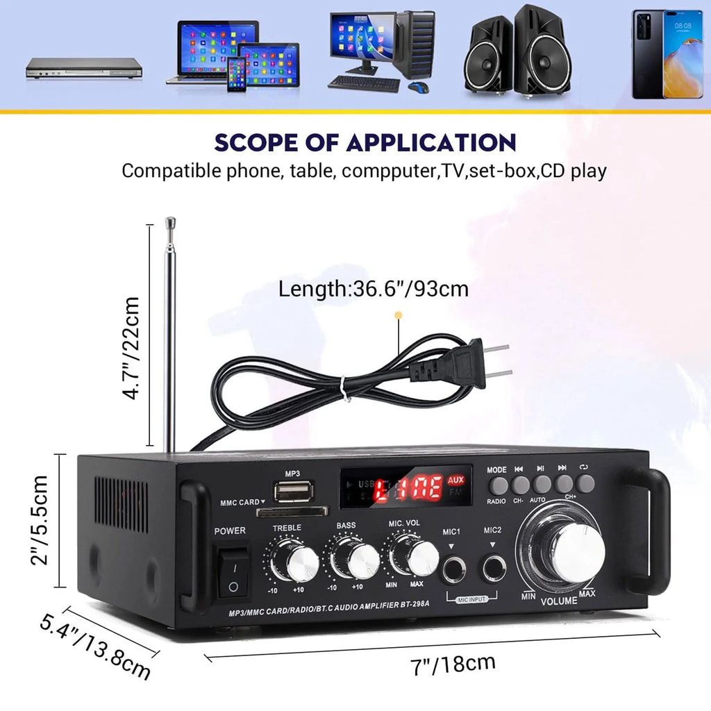 600W 4-16Ohm Bluetooth Stereo Amplifier with Remote G793