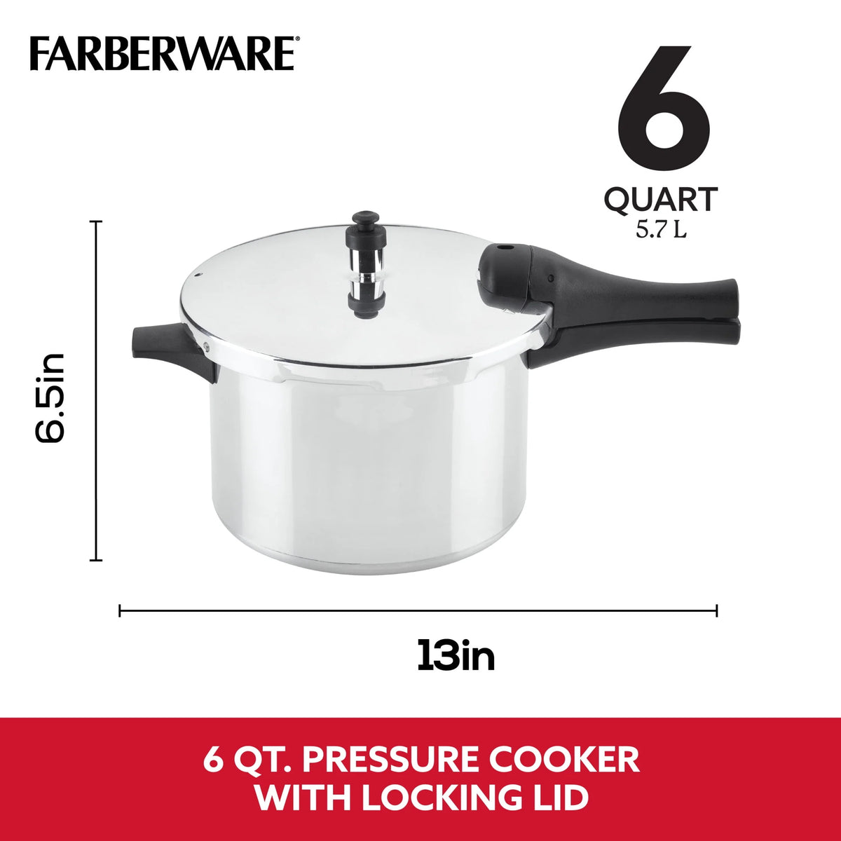 6-Quart Aluminum Stovetop Pressure Cooker I600