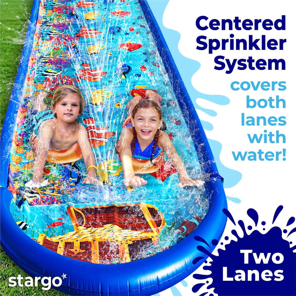 18 Feet x 5 Feet Water Slide with Splash Pad and Sprinkler I91752