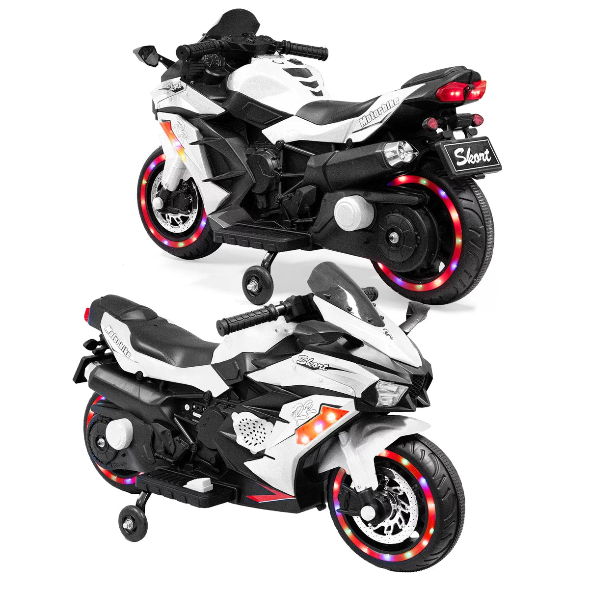 12V Battery Powered 2 Wheels Kids Motorcycle with Training Wheels D37790