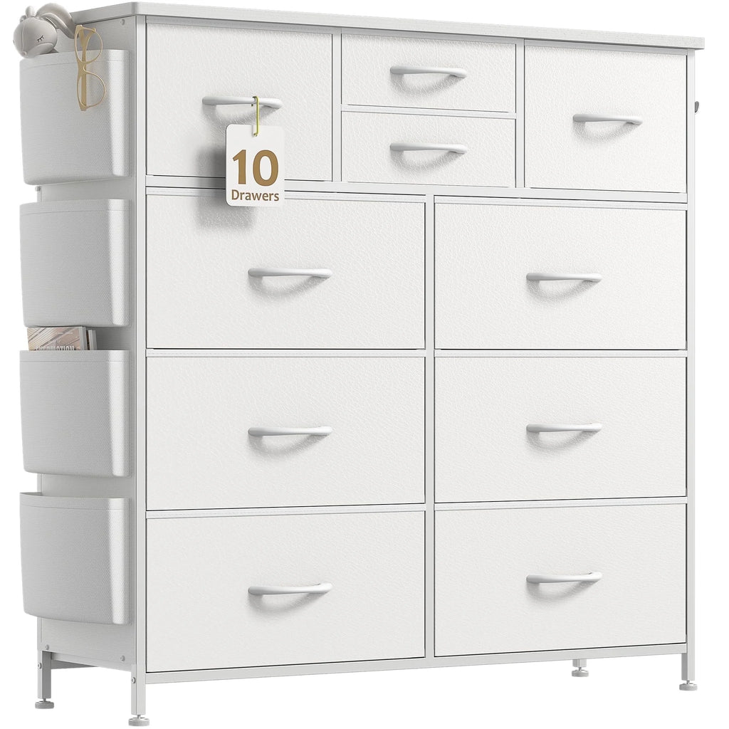 White 10 Drawer Dresser F4801