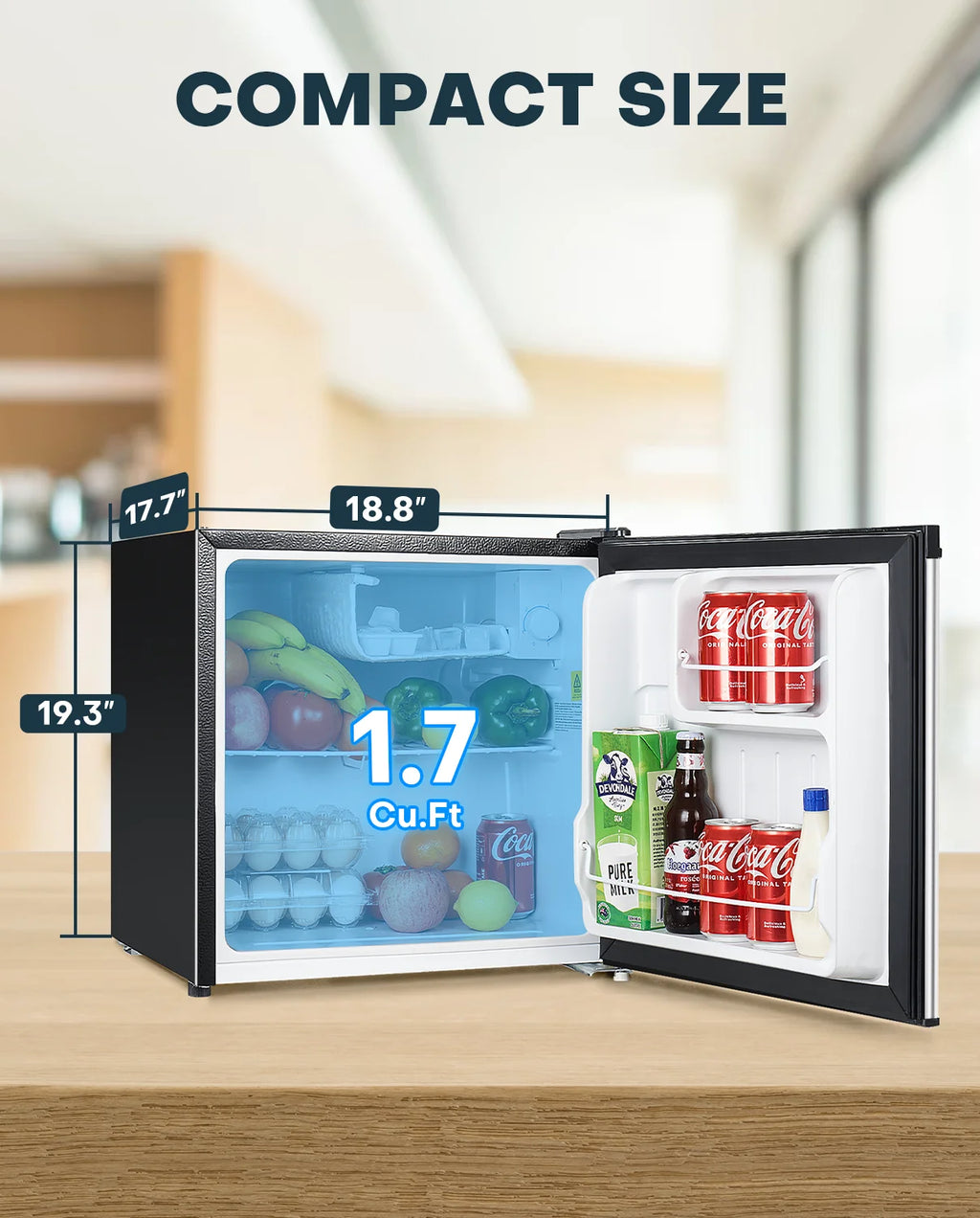 1.7 Cu.ft Mini Fridge with Freezer, Black Compact Refrigerator B3714