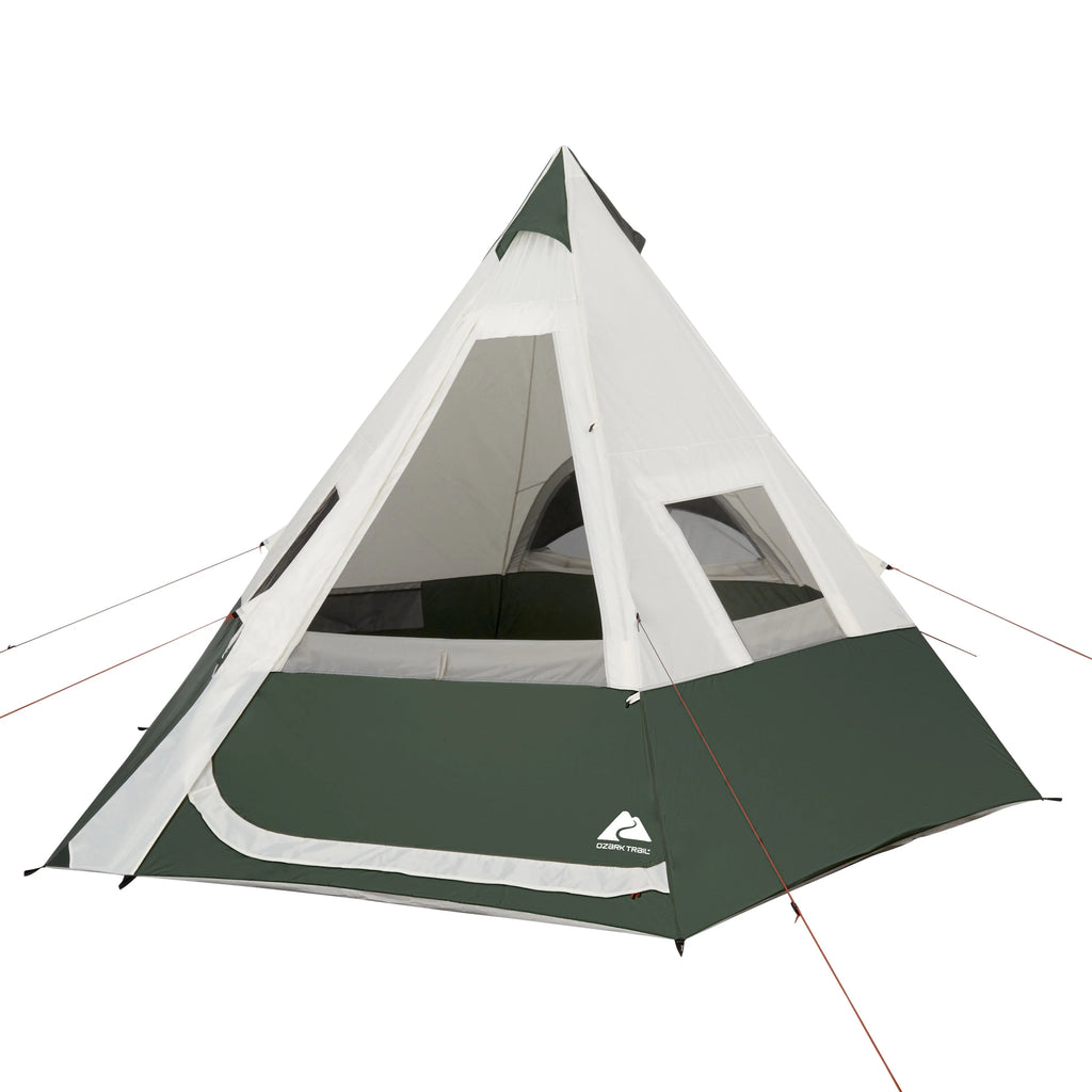7-Person 1-Room Teepee Tent with Vented Rear Window, Green L960609