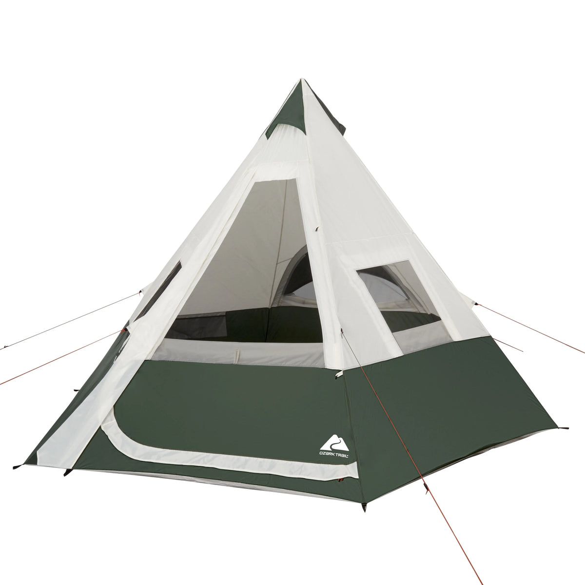 7-Person 1-Room Teepee Tent with Vented Rear Window, Green L960609