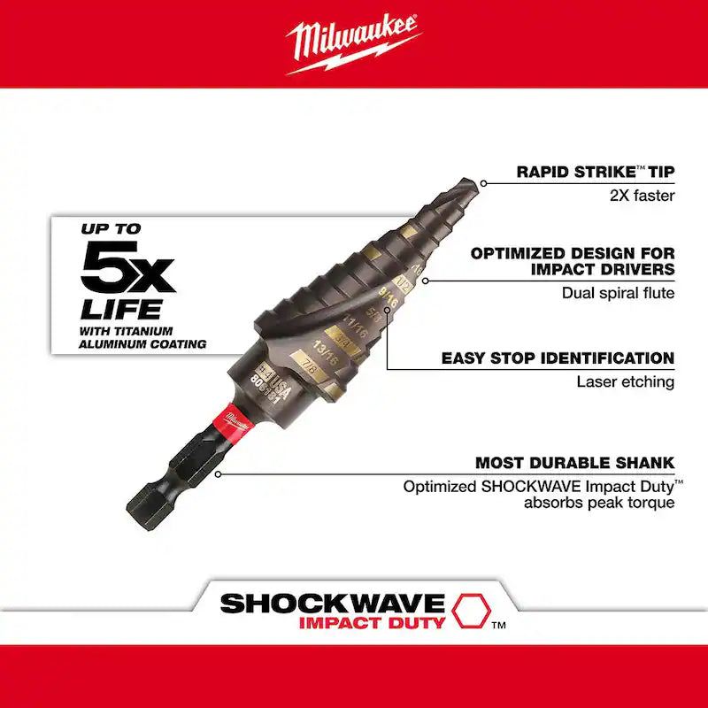 3/16 in. - 7/8 in. Titanium Step Drill Bit D41723