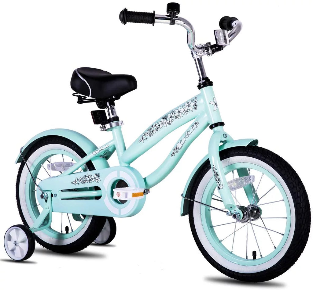 12 14 16 Kids Cruiser Bike with Training Wheels, Green J293