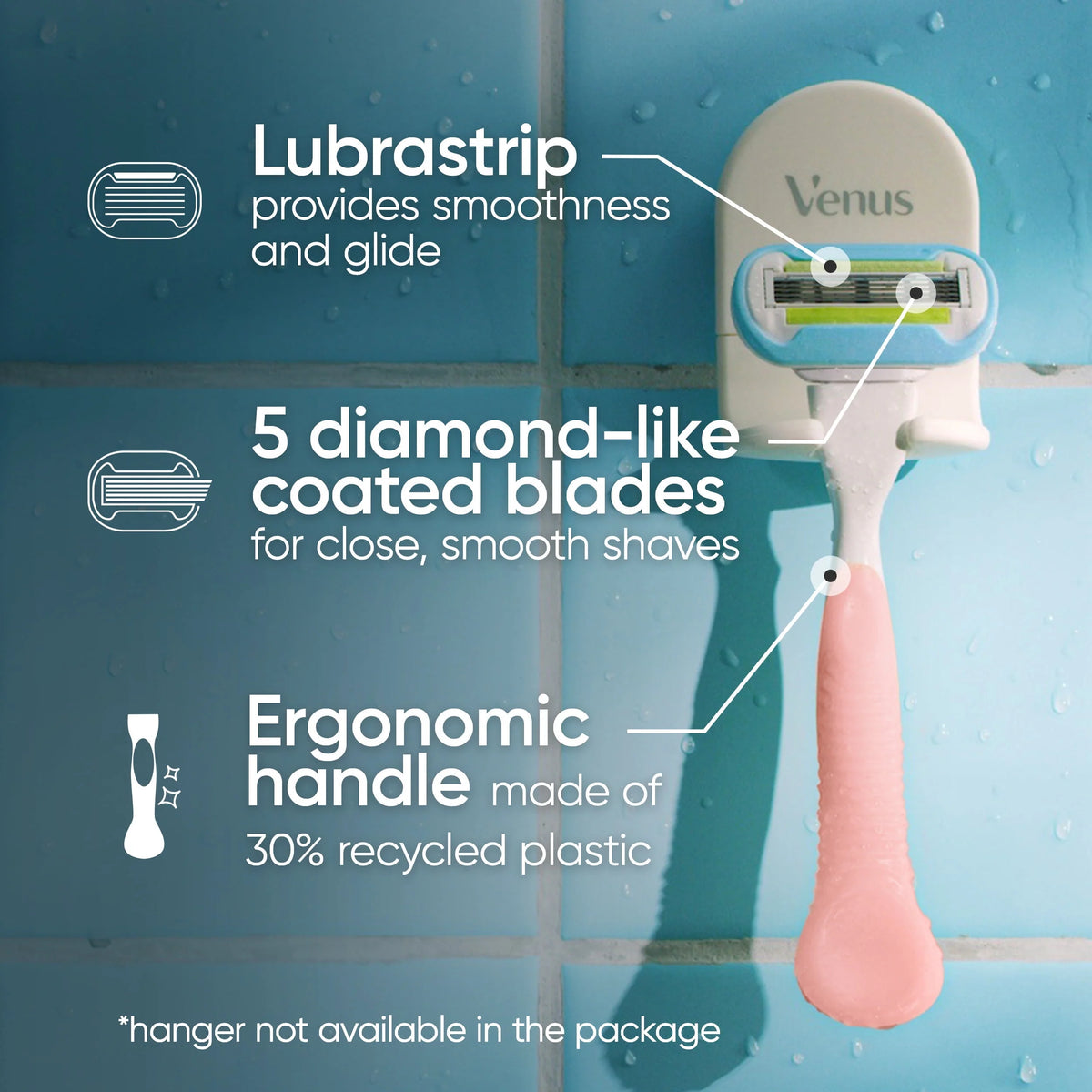 Pink Women's Razor Handle + 2 Blade Refills F86815