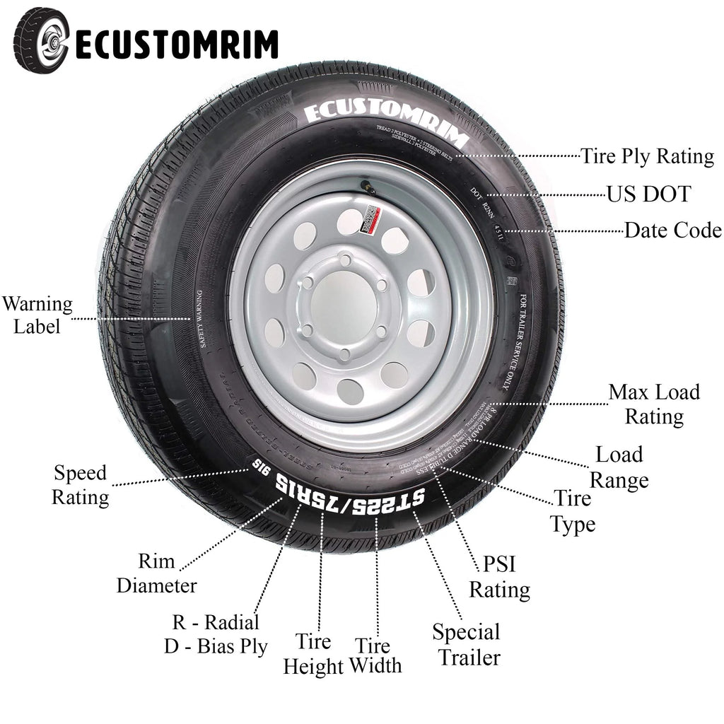 ST175/80D13 5 Lug Galvanized Spoke Trailer Tire On Rim Y107