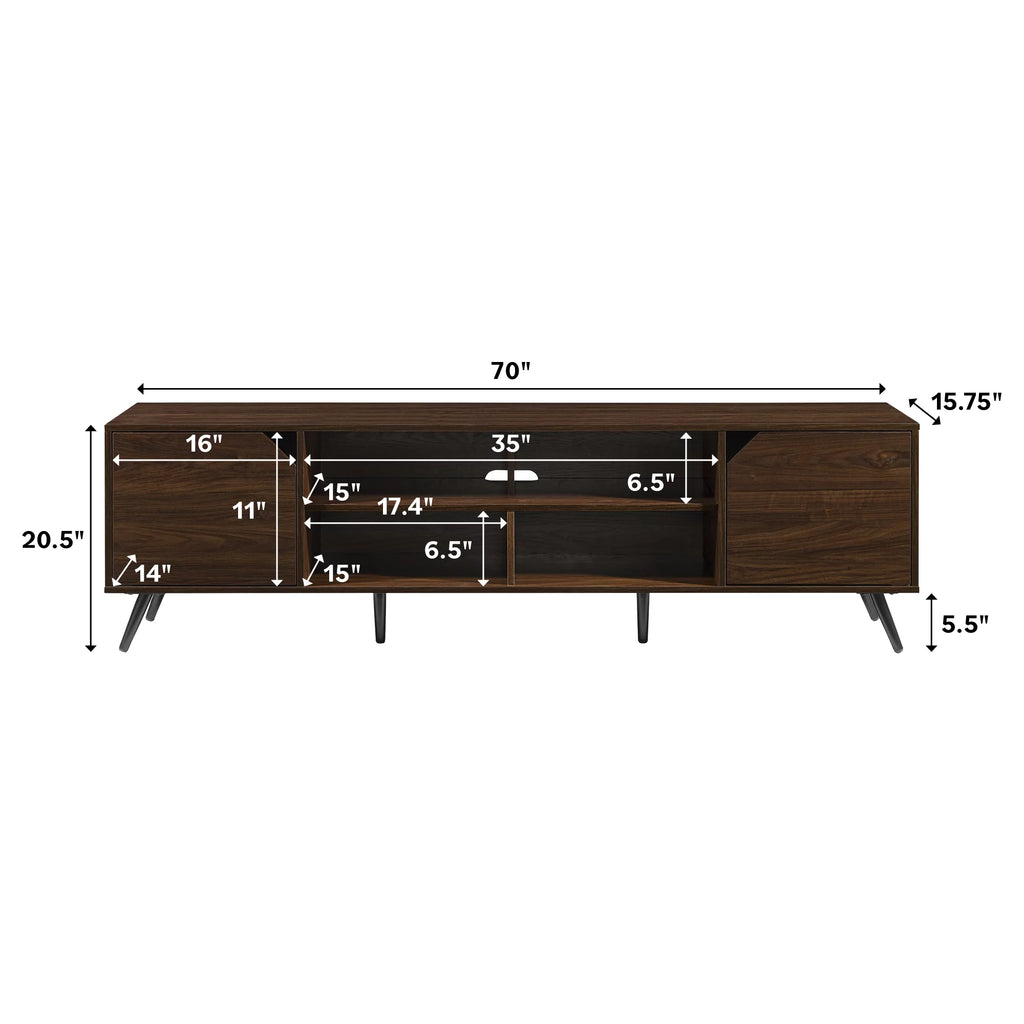 Mid-Century Modern Angle-Door TV Stand, Dark Walnut U808138