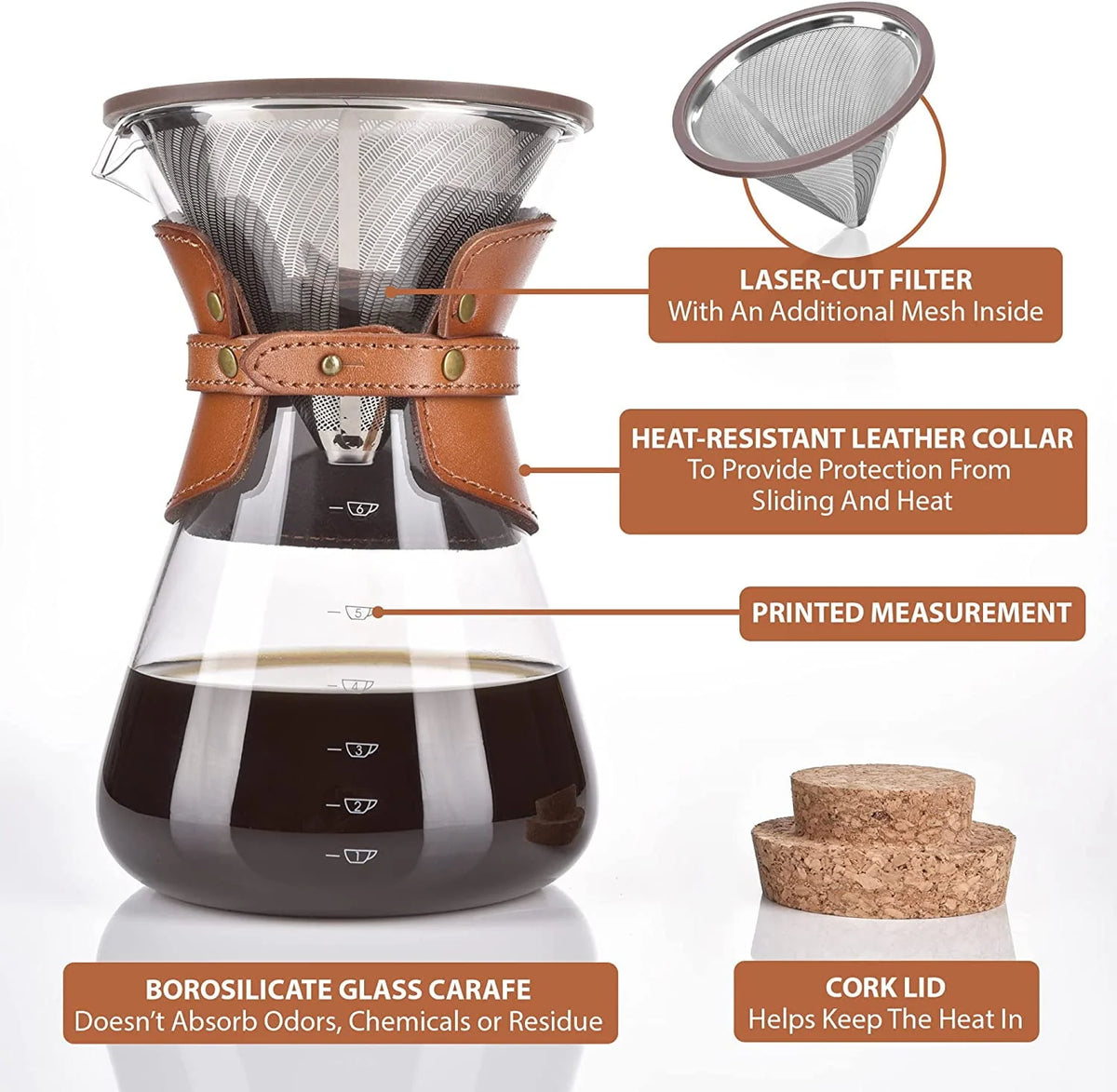 Pour Over Coffee Maker Set with Stainless Steel Filter 37oz C86490