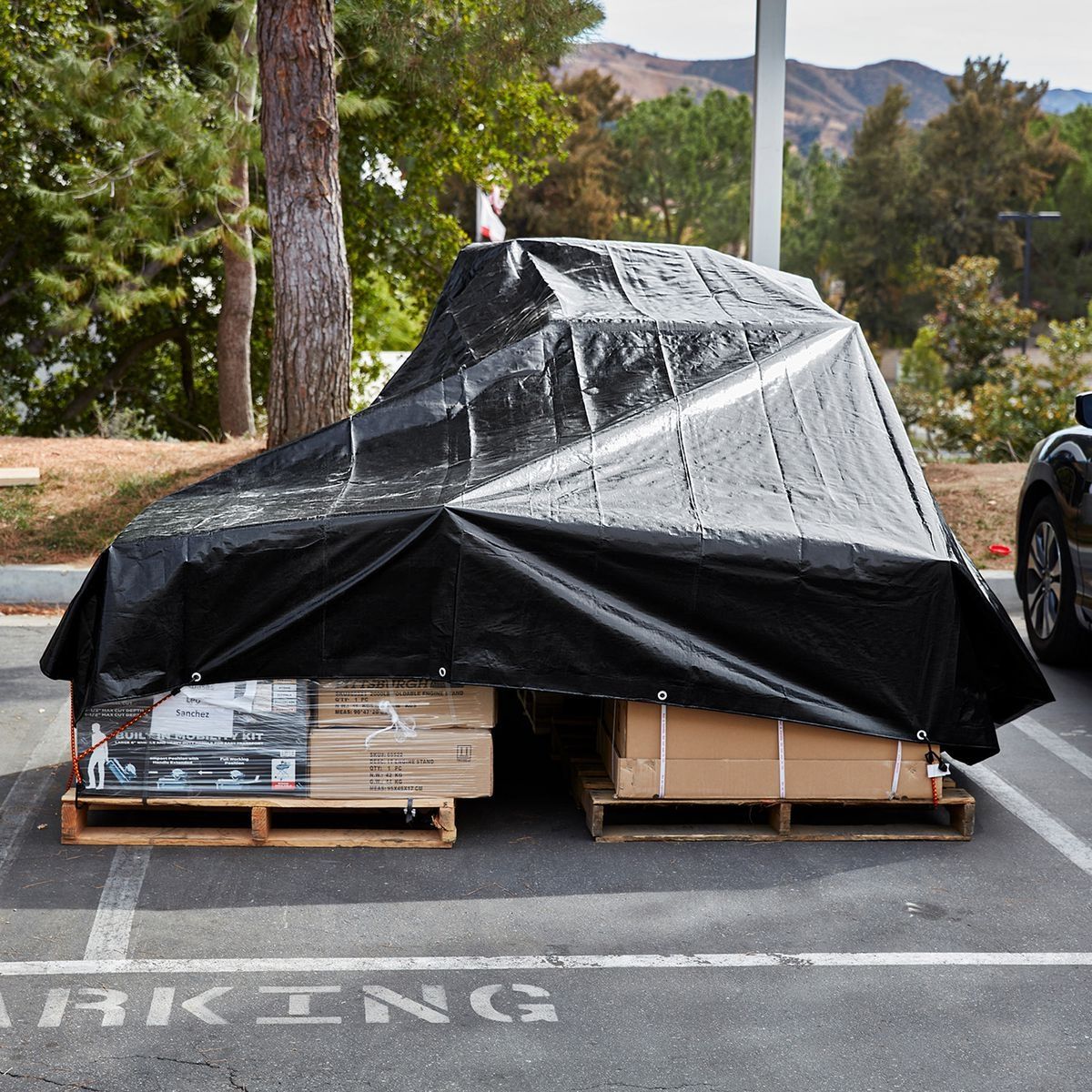 Silver and Black Weather-Resistant Tarp Z11960