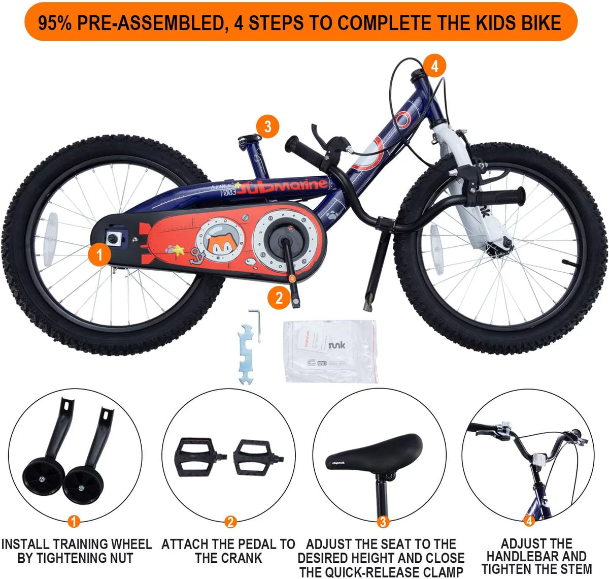 18 In Blue Steel Bike with Kickstand D7524