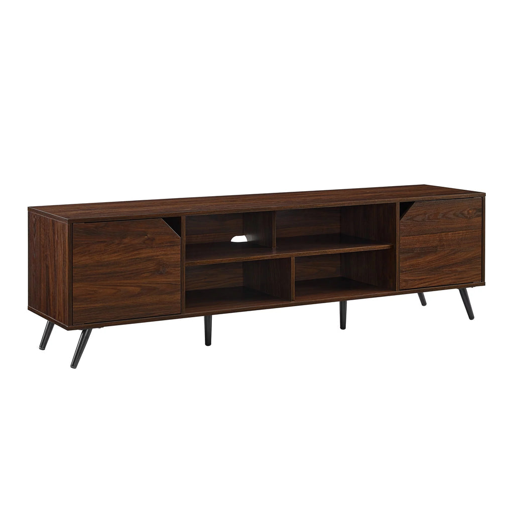 Mid-Century Modern Angle-Door TV Stand, Dark Walnut U808138