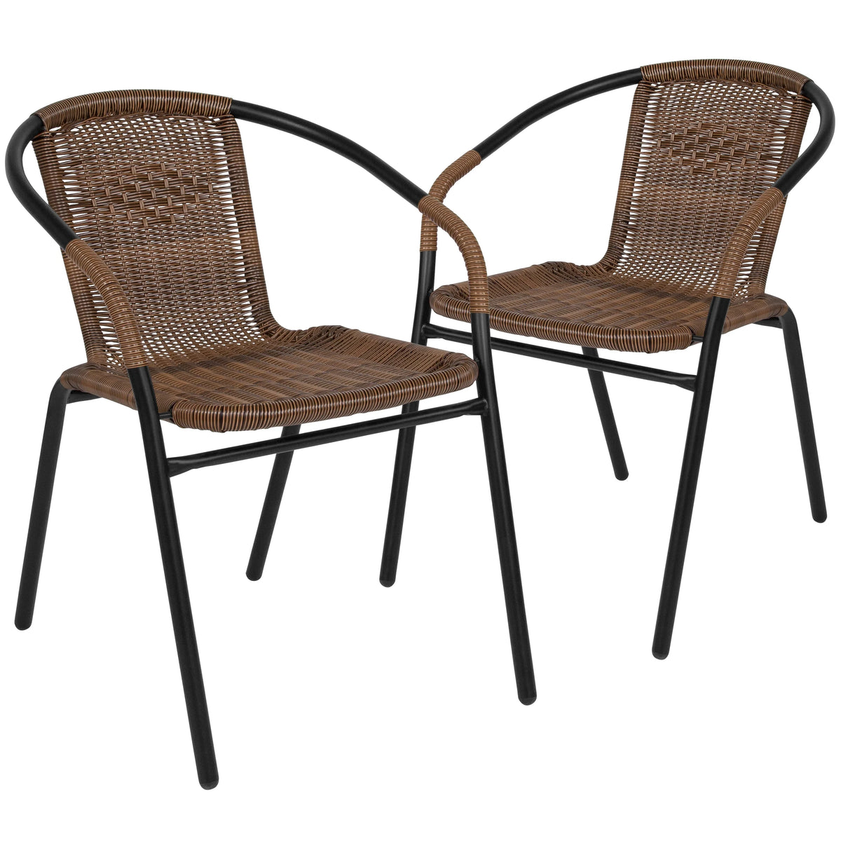 2 Pack Black Rattan Stack Chair F64210