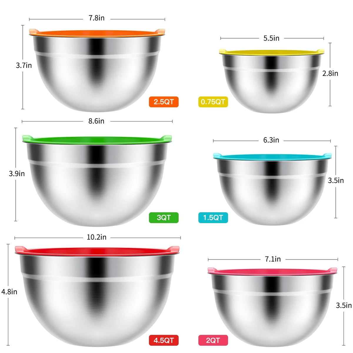 Stainless Steel Mixing Bowls Set with Lids Z20869