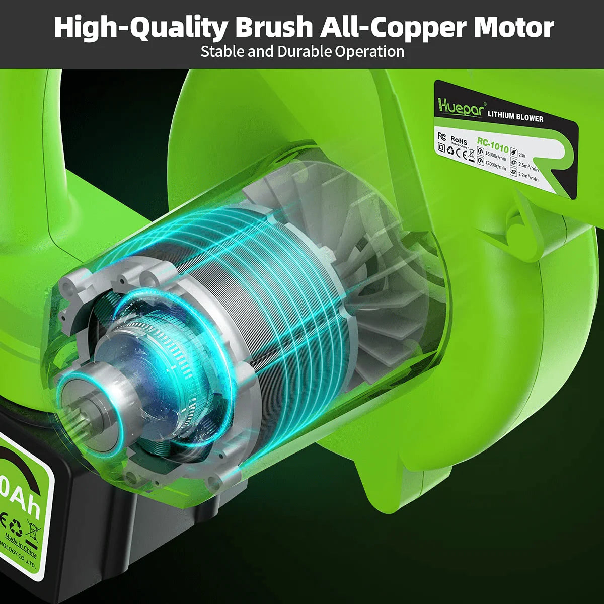 21V Cordless Leaf Blower 135MPH 321CFM 6 Speed with 4.0Ah Li-ion Battery R2584